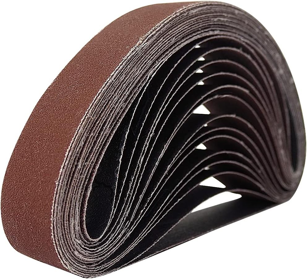 15 Pcs 1-1/8 x 21 Inch Assorted Aluminum Oxide Sanding 1.125×21(15pcs), Brown