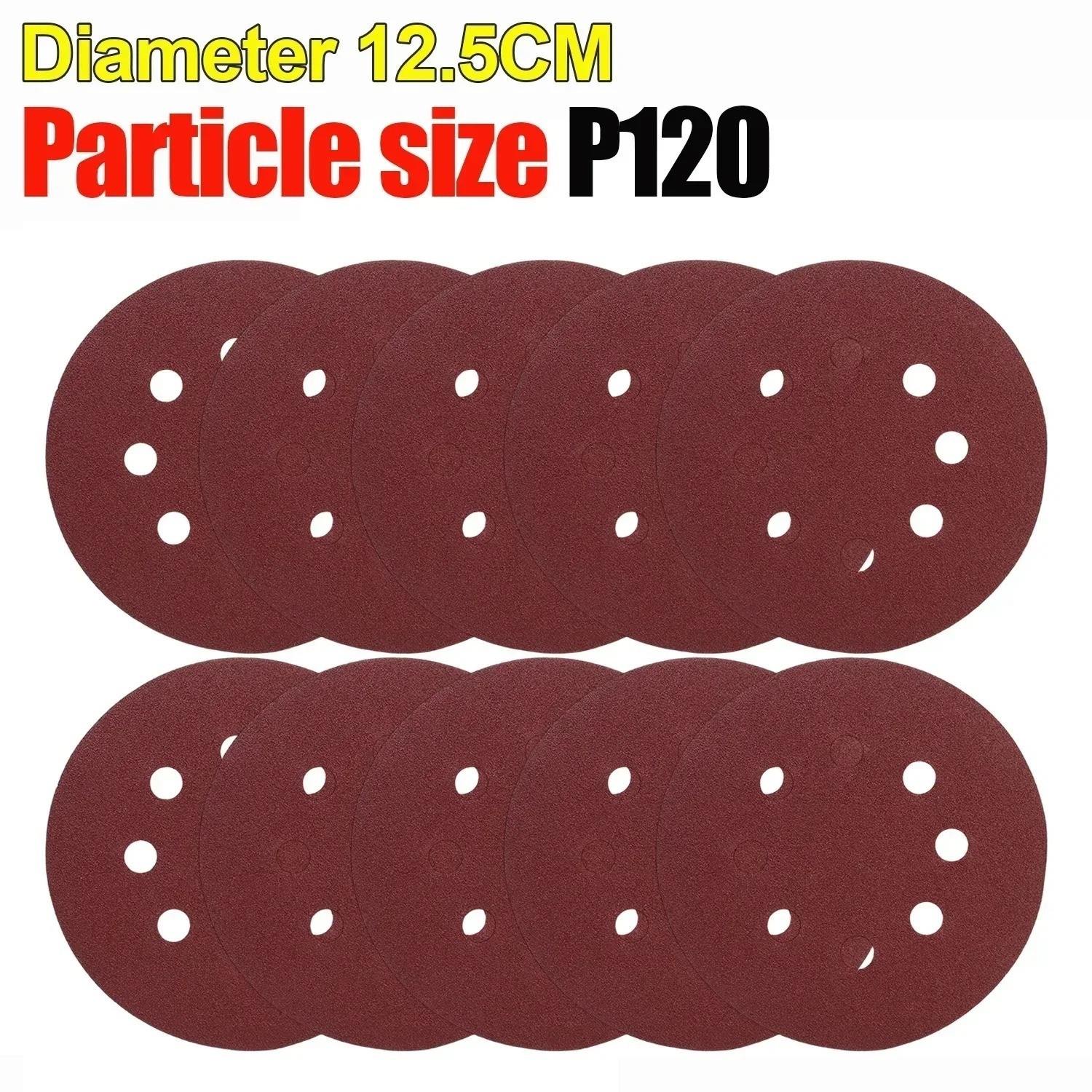 125mm 5″ Hook & Loop Sanding Discs 8 Hole Sandpaper 40-3000 Grit 10/20/50PCS