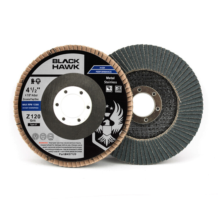 4-1/2″ x 7/8″ Black Hawk Zirconia Flap Discs T27 4.5″ Sanding & Grinding Wheels