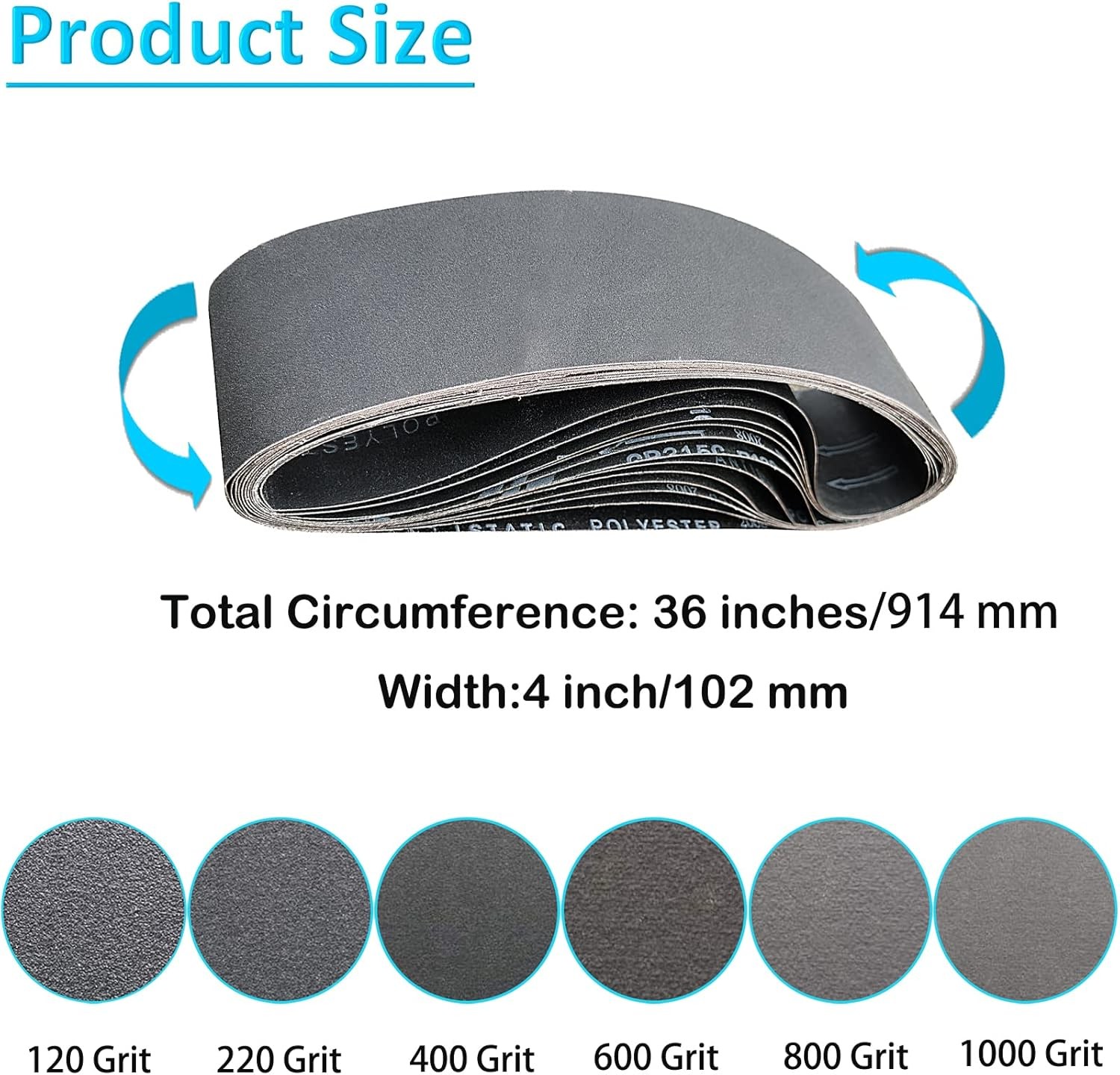 Sanding Belts 4×36 Set 6 Grits 120-1000 Knife Sharpening Metal Grinding Tool