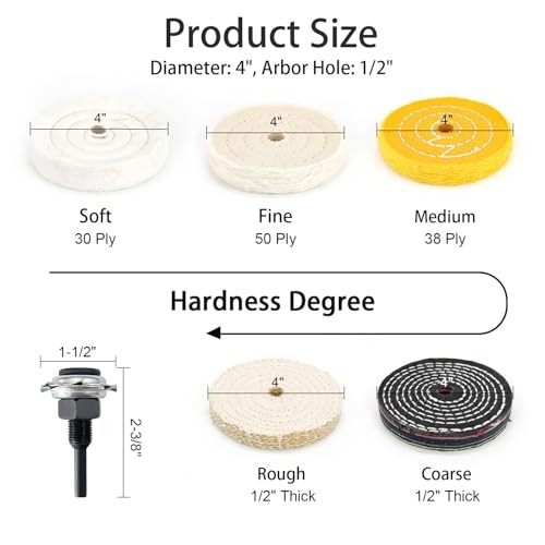 4″ Buffing Polishing Wheels Soft(30Ply)/ Fine(50Ply)/ 4 inch Multi 7pcs