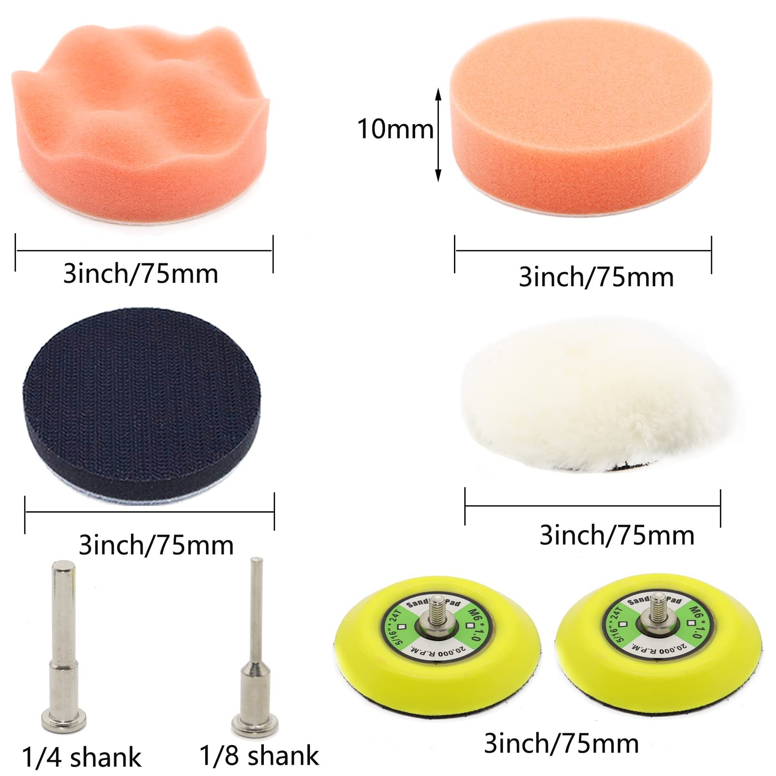 3 Inch Sanding Discs Drill Attachment Headlight 3inch, Orange
