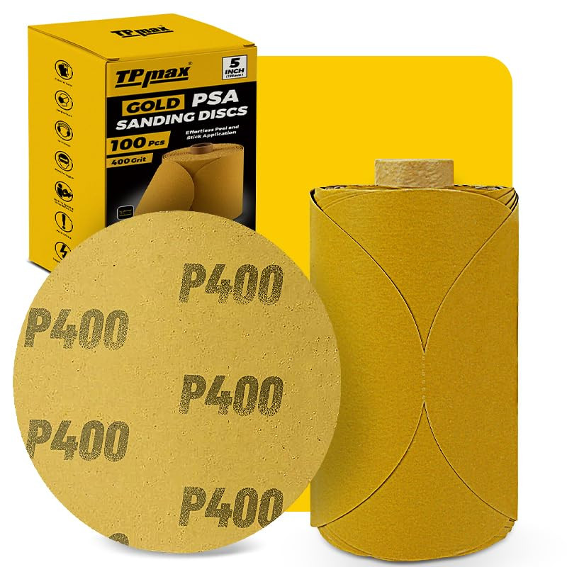 100PCS 5 Inch PSA Sanding Discs 400 Grit | Self-Adhesive Sandpaper Roll for DA