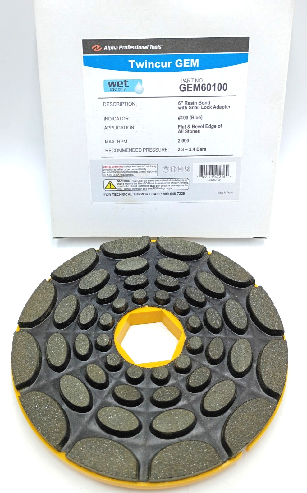 Alpha Professional Tools Twincur Gem Part No. GEM60100 Polishing Disc 6′
