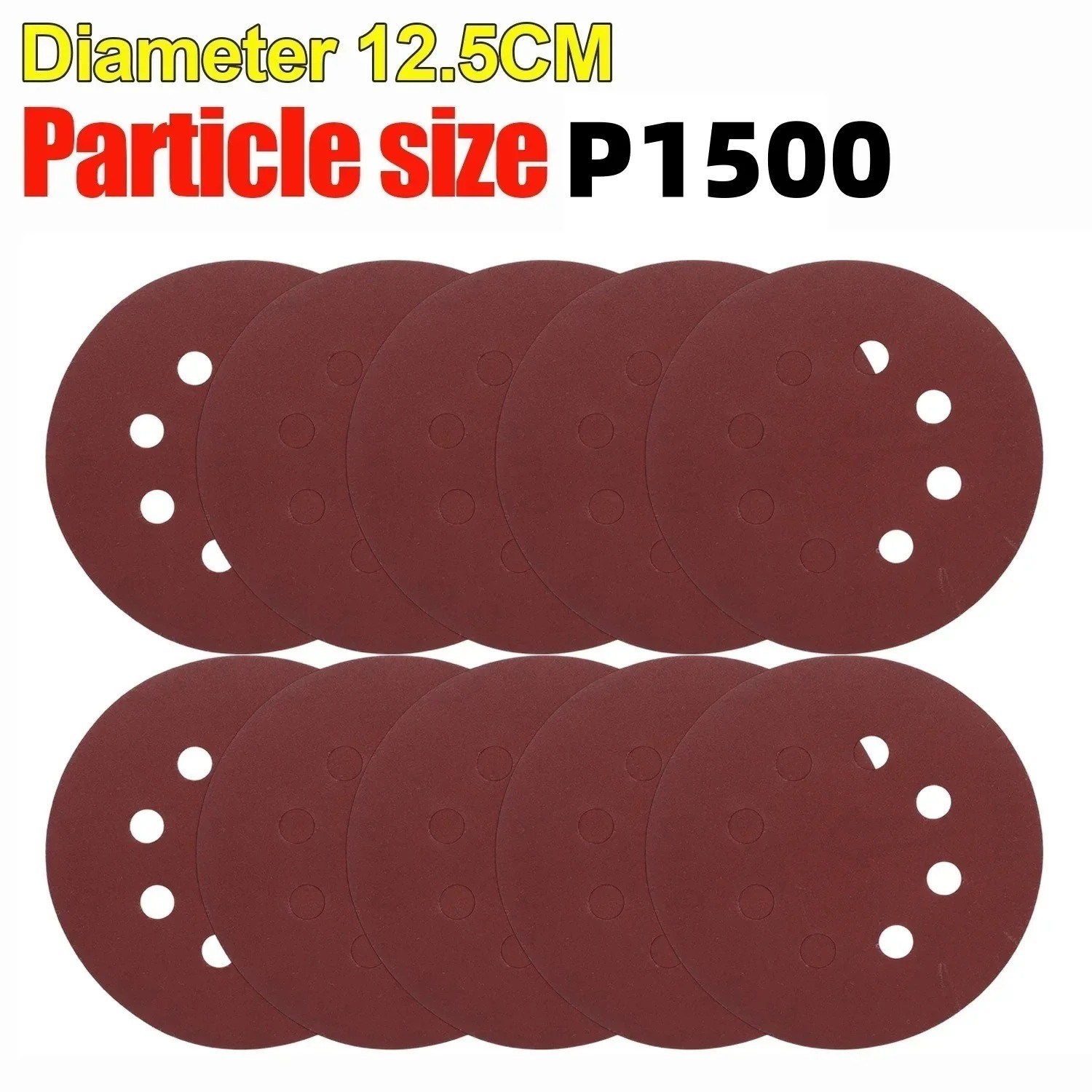 125mm Sanding Discs 8-Hole Red Variety Pack Grit, Hook ,Loop Sandpaper