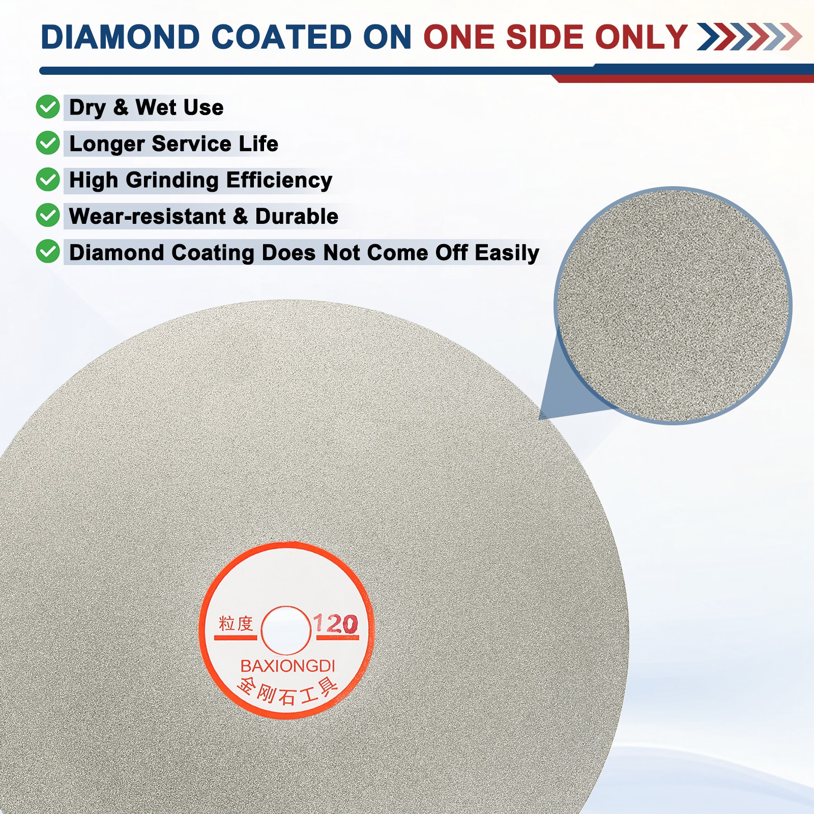 8 Inch x 1″ Arbor Diamond Flat Lap Disc, 120 Grit Diamond Grinding Disc