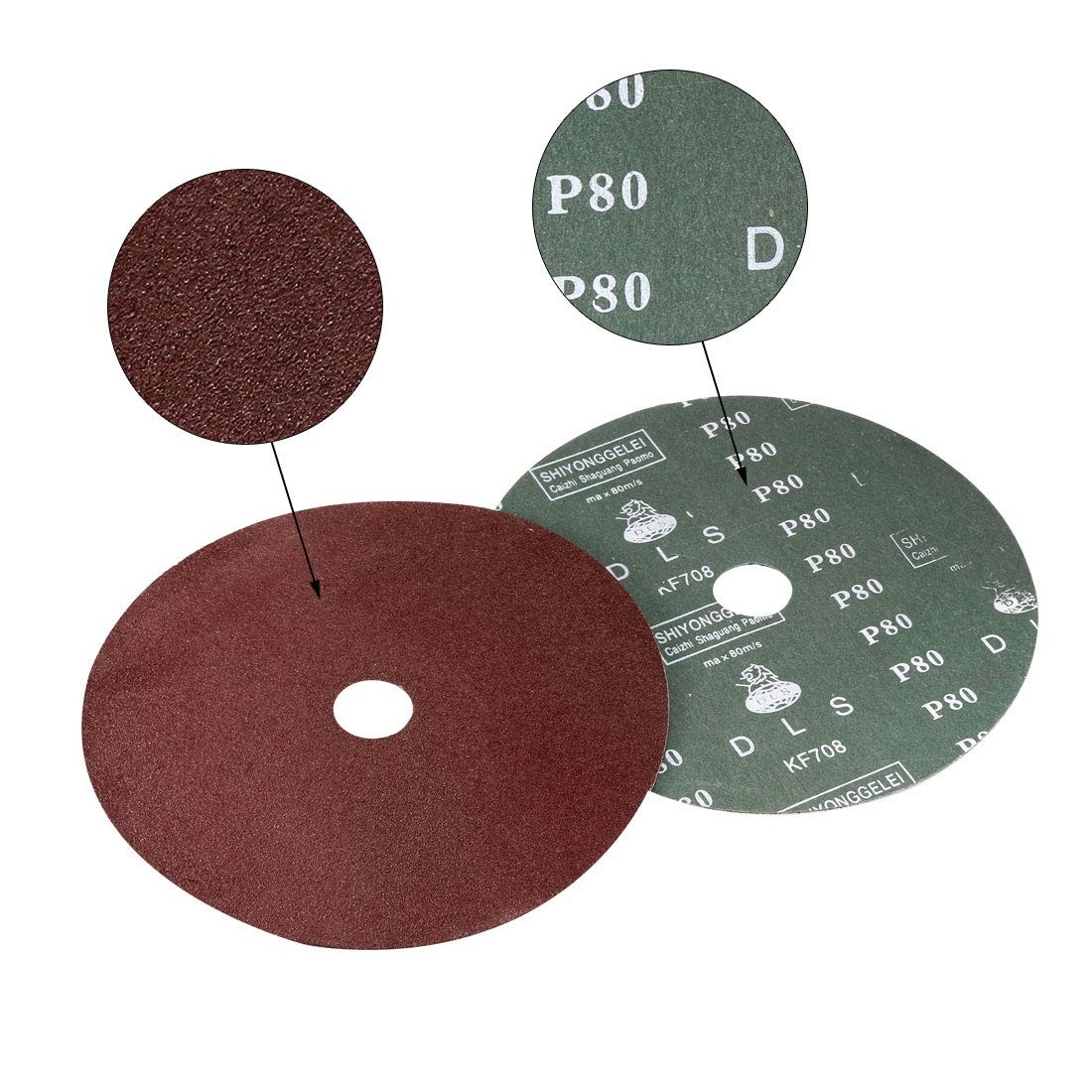 uxcell 7-Inch x 7/8-Inch Aluminum Oxide Resin Fiber Discs, Center 80 Grit