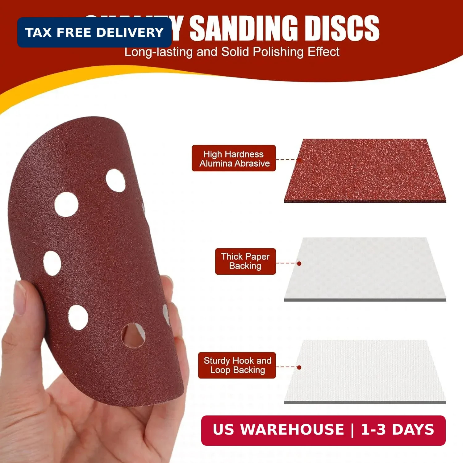 YNZDRWA 70 PCS 5 Inch 8-Hole Sanding Discs, 9 Mixed Grits | 40 80 120 180 240 32
