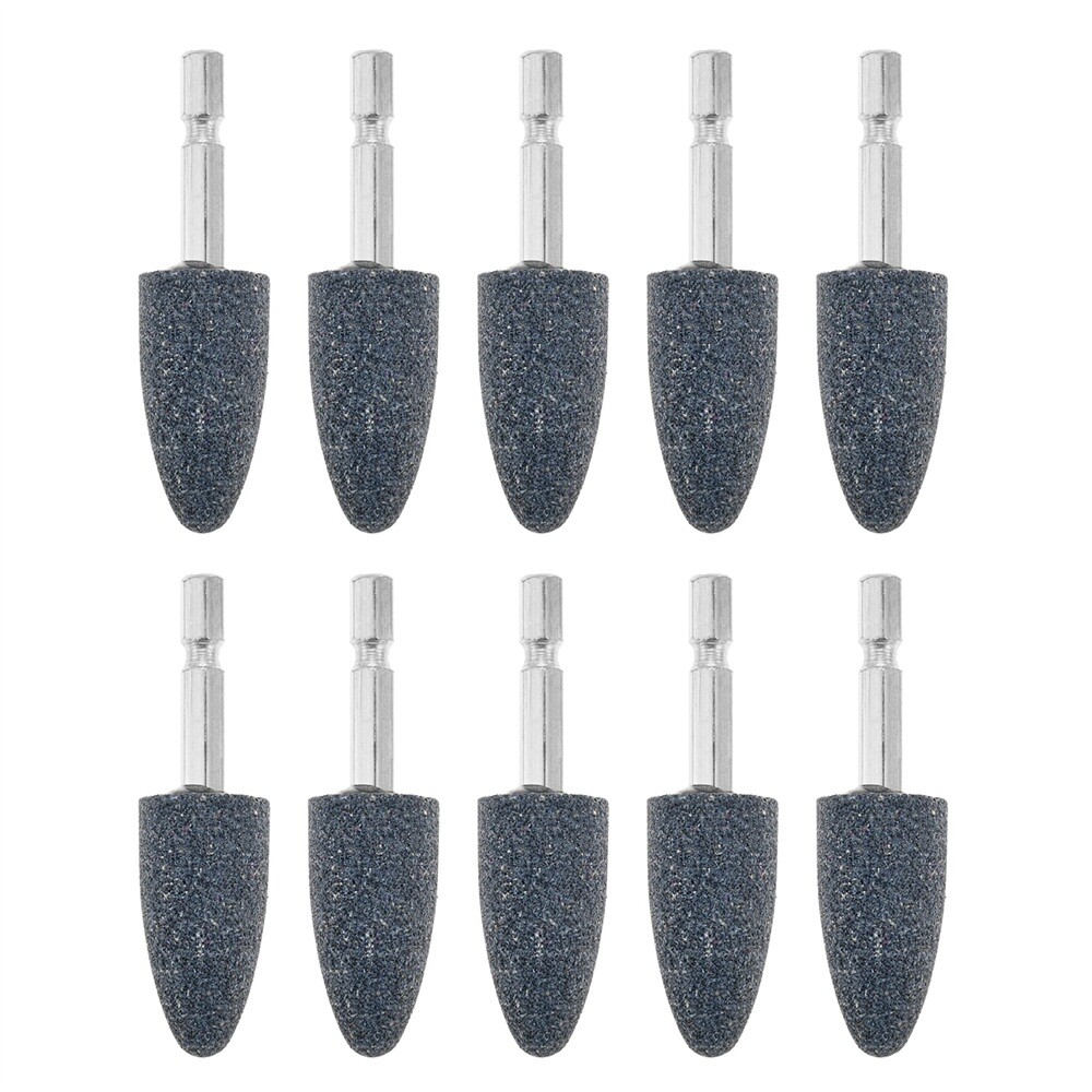 10Pcs Cone Shape Grinding Stone Aluminum Oxide For Die Grinder Other Rotary Tool
