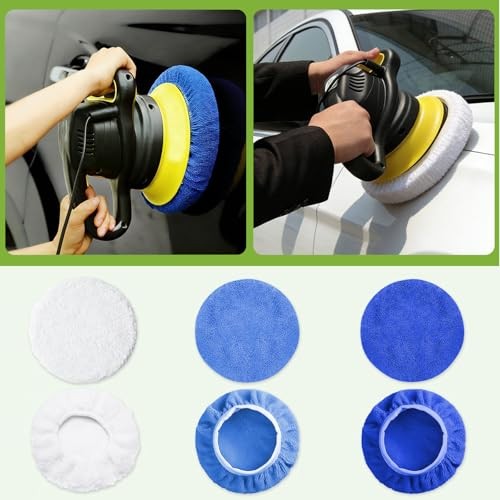 8 Pcs Car Polishing Pads, Lamb Fleece Buffing Pad,Bonnet 5-6 Inches_8 Pack