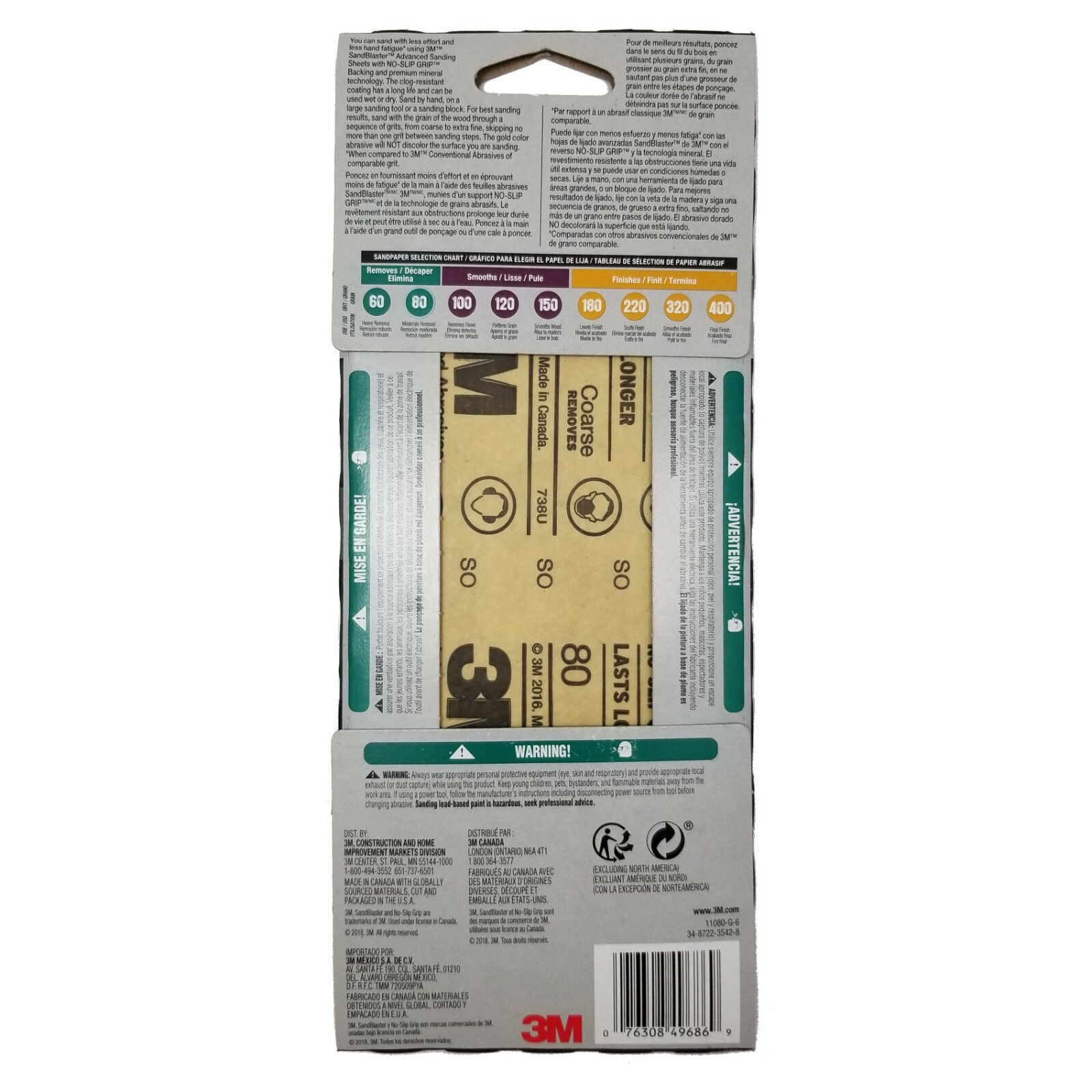 3M SandBlaster Sandpaper Advanced Sanding Sheets, 80 Grit Coarse, 6 Count / NEW
