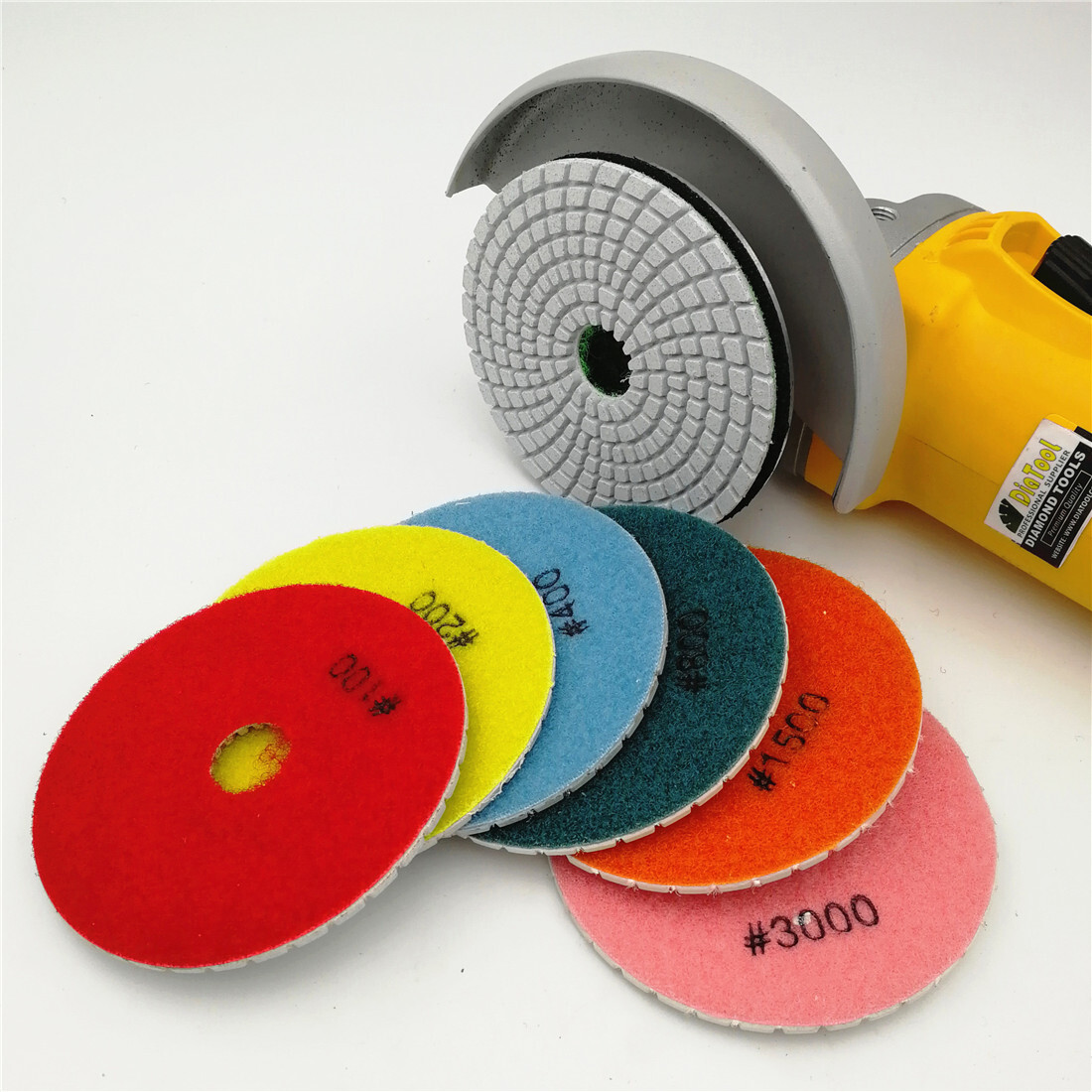 Diamond Wet Polishing Pads 7pcs 4” Sanding Disc Backer for Marble Granite Tile