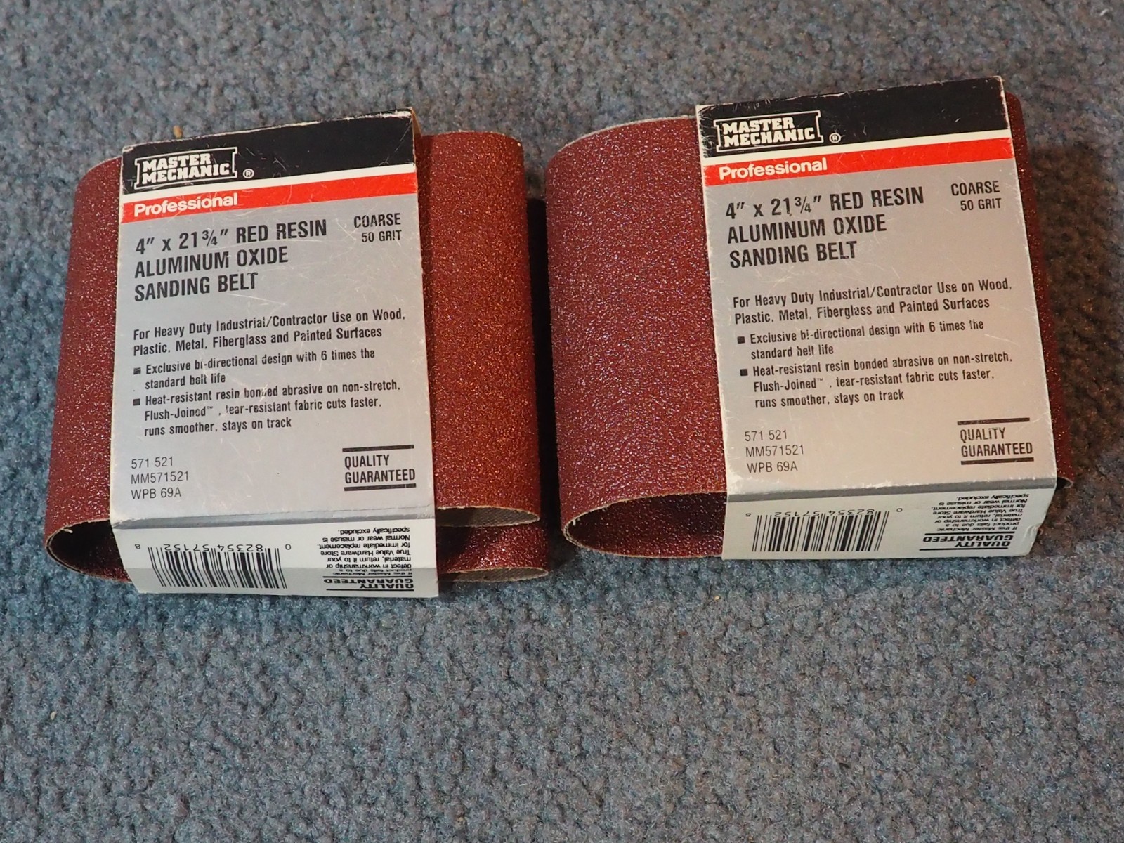 New Master Mechanic 4″ x 21 3/4″ Red Resin Aluminum Oxide Sanding Belt 50 Grit