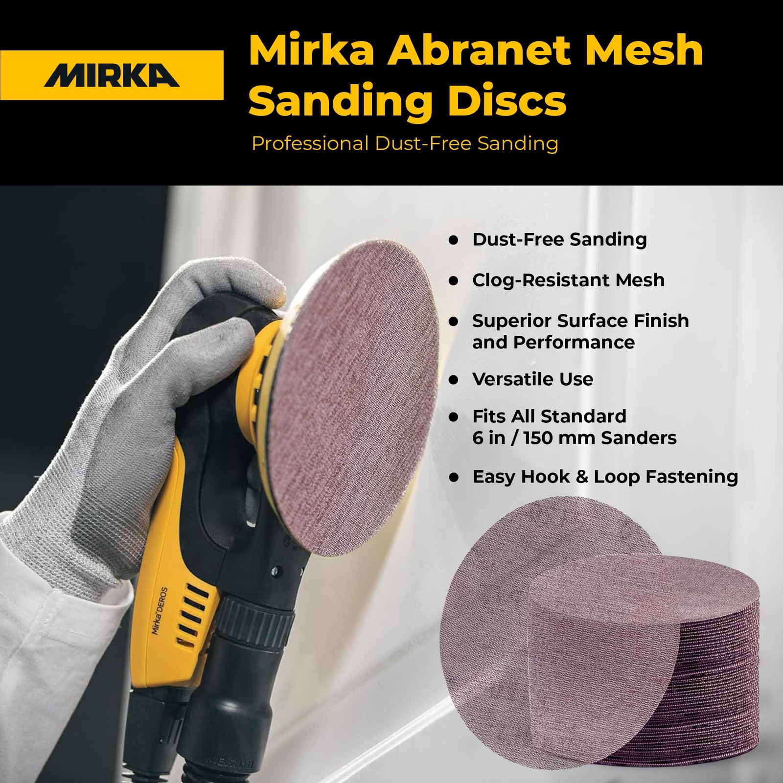 Mirka Abranet 6 Inch Sanding Discs Hook and Loop Mesh Orbital Sander Pads Dust