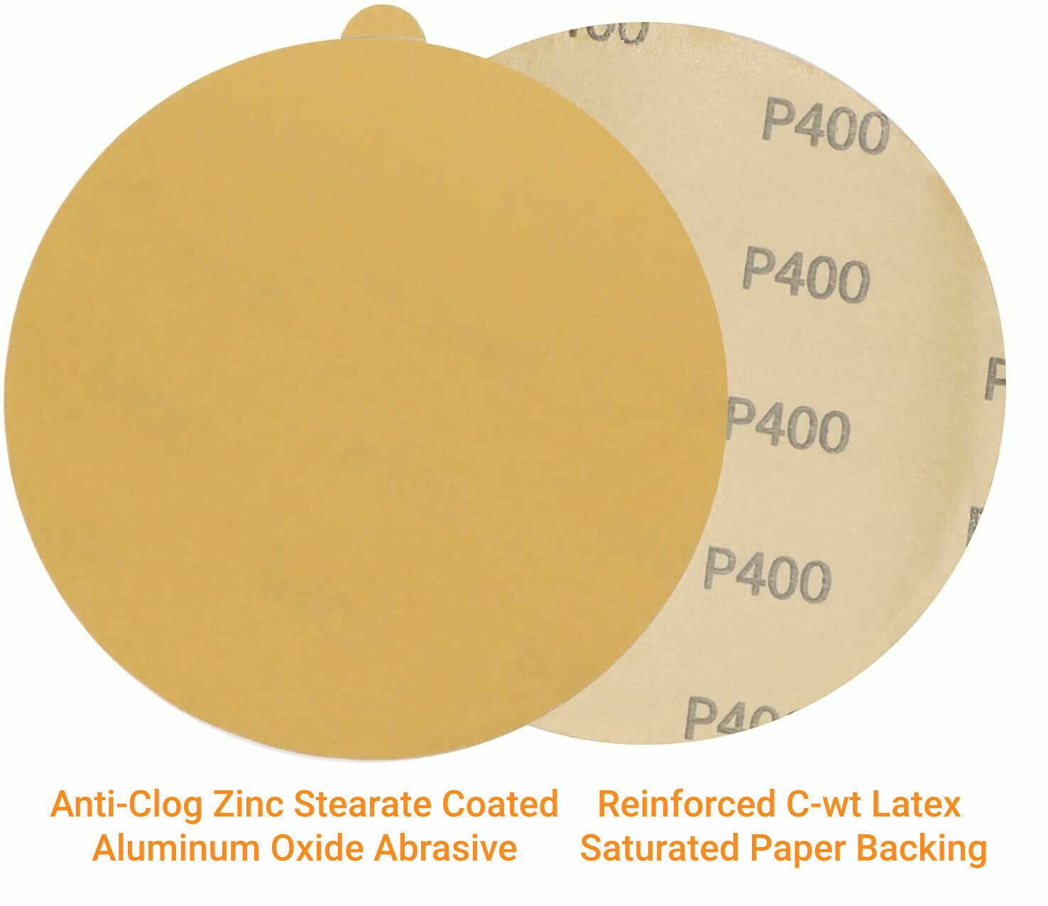 50PCS 6″ Gold PSA Sanding Discs 500 Grit Self Adhesive Stickyback for DA Sander