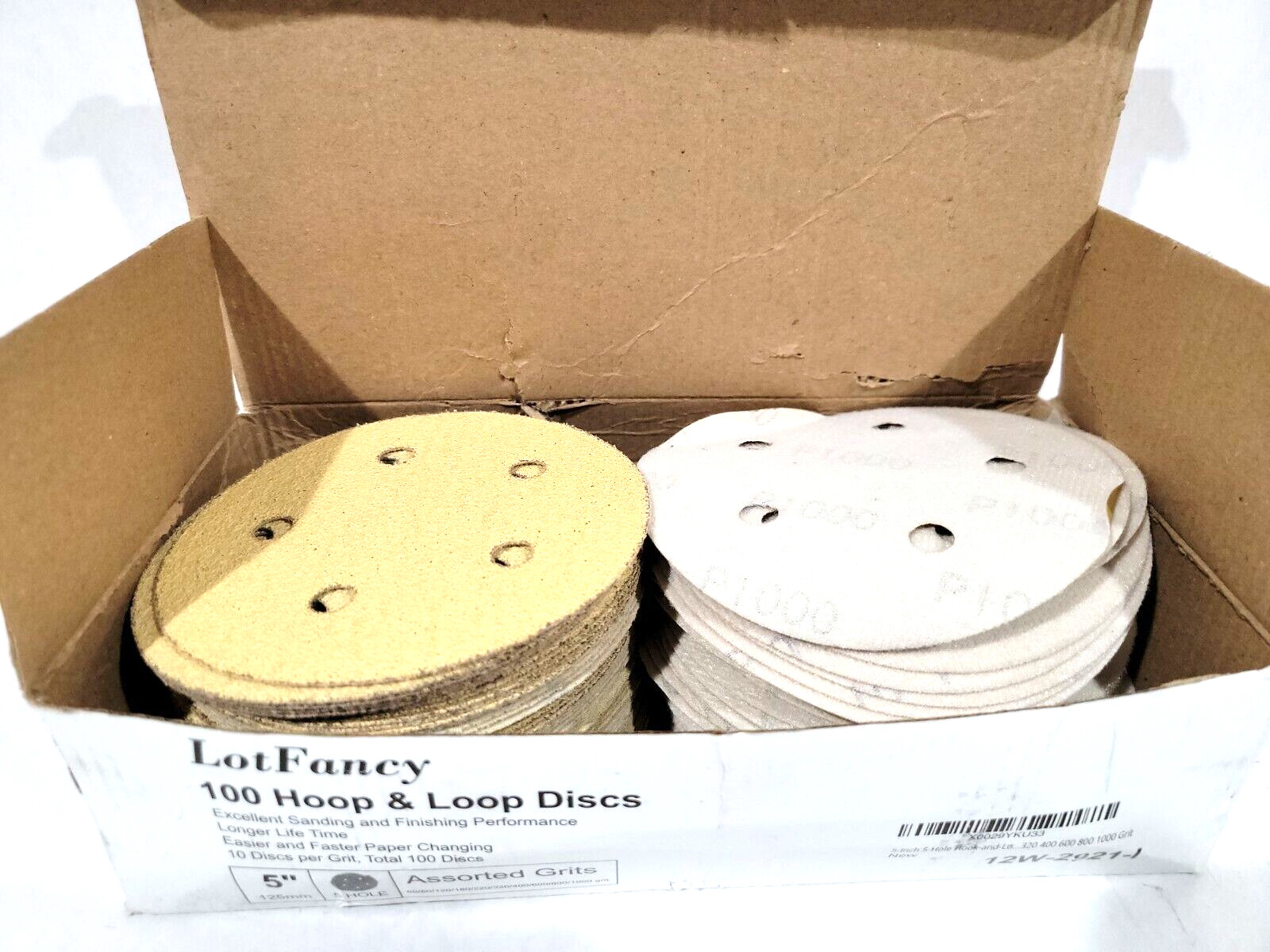 100PC 5 in 125mm Gold Sanding Discs Grits Hook Loop 5-Hole