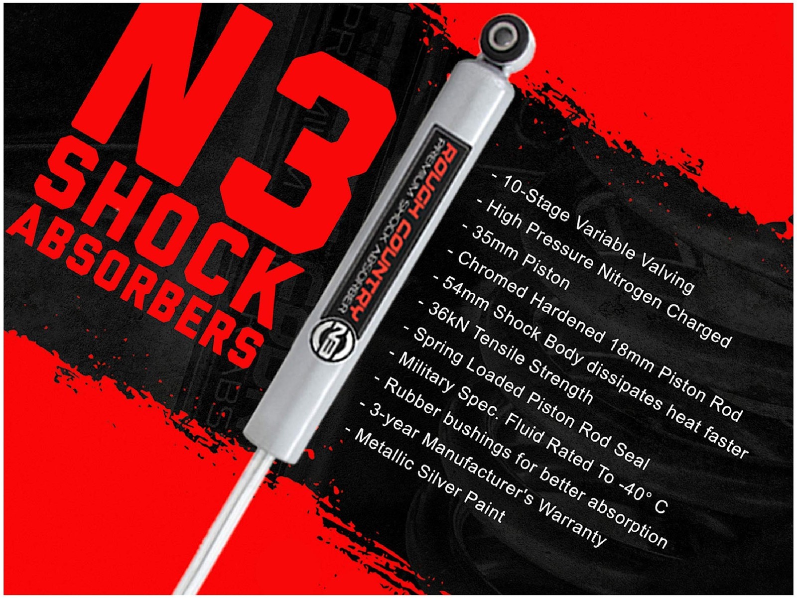 Rough Country 3-4.5″ N3 Rear Shocks for Ram 1500/1500 Classic 2WD – 23220_E