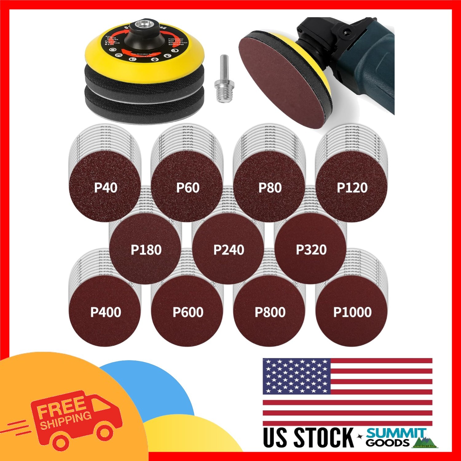 114PCS Sanding Discs for Angle Grinders, 5″ Hook & Loop Attachment