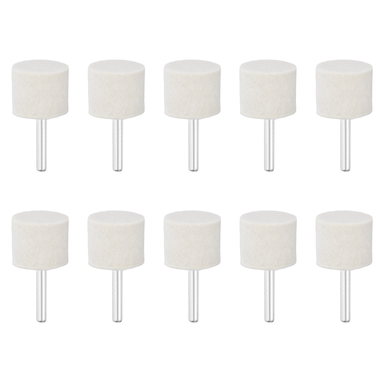 10 Pcs Wool Felt Mounted Mandrel Points 30mm Cylinder Head with 1/4″ Shank