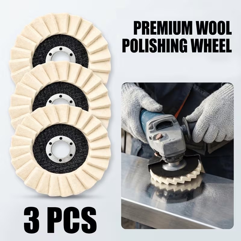 3pcs 5″ Wool Polishing Wheels Buffer Pads Flap Felt Polishing Finishing Disc US
