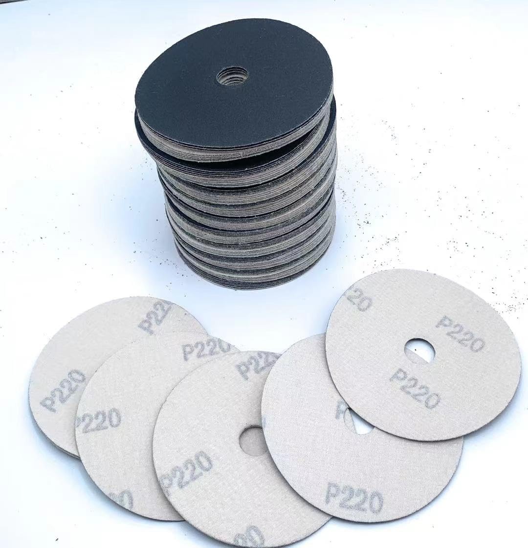 100 PCS 4 Inch 220 Grit Silicon Carbide Velour Abrasive Sanding Discs Paper