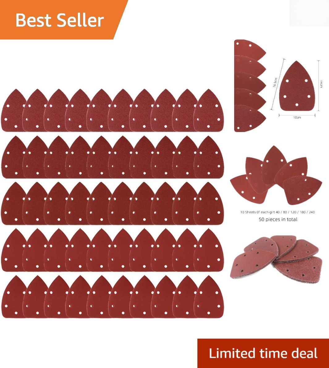 Aluminum Oxide Mouse Detail Sander Sandpaper 50pcs – All Grits Included
