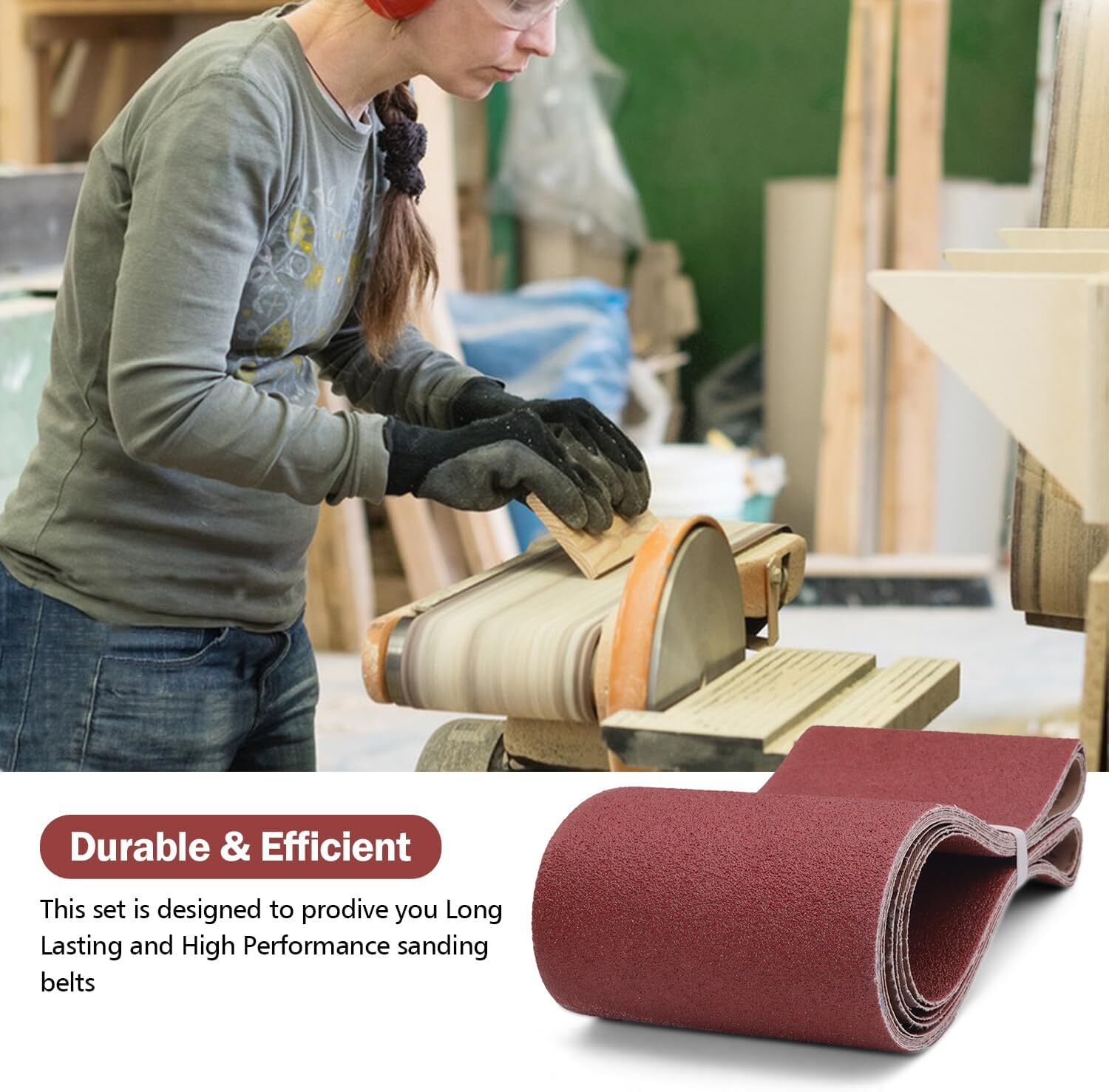 3PACK 6x48inch 40 Grit Aluminum Oxide Sanding Belts 150x1219mm for Metal & Wood