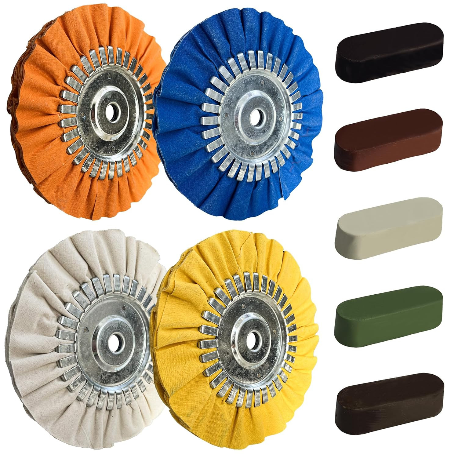 8″ Airway Buffing Wheel Kit – 9Pcs Aluminum Metal Polishing Set with 5/8″ Arbor
