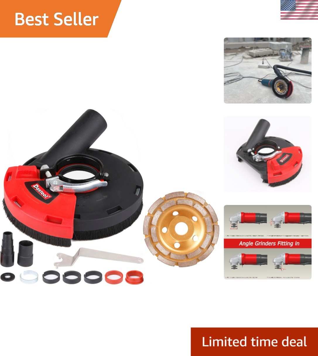Expert Dust Shroud for 4.5/5 Inch Angle Grinders + Diamond Grinding Cup Wheel
