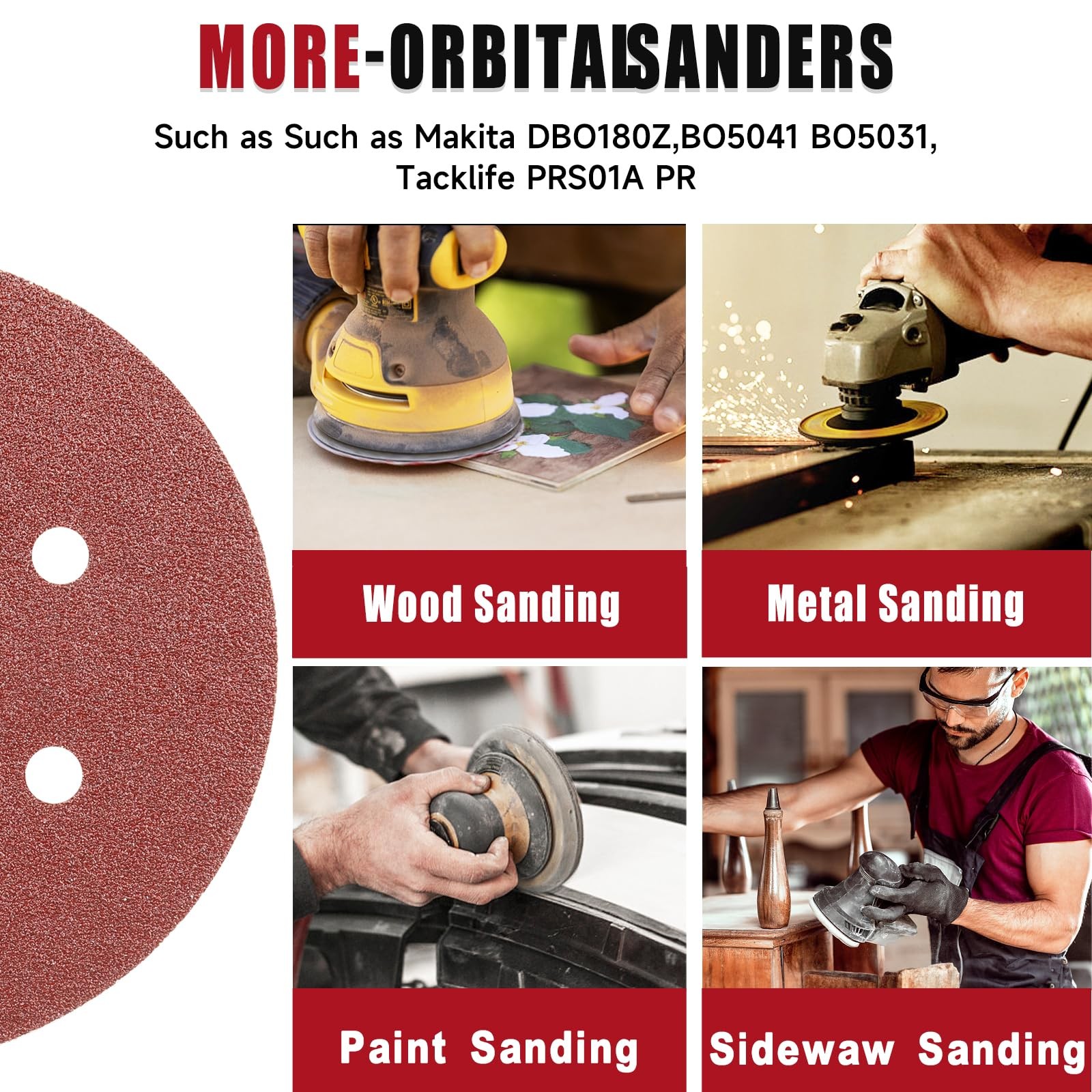 100 PCS 6 Inch Sanding Discs 40 Grit Hook and Loop Sandpaper for Sanders