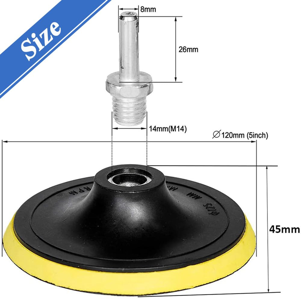 2 Pack 5 Inch Hook and Loop Backing Pad with M14 Thread,Rotary Buffing Pad Sandi
