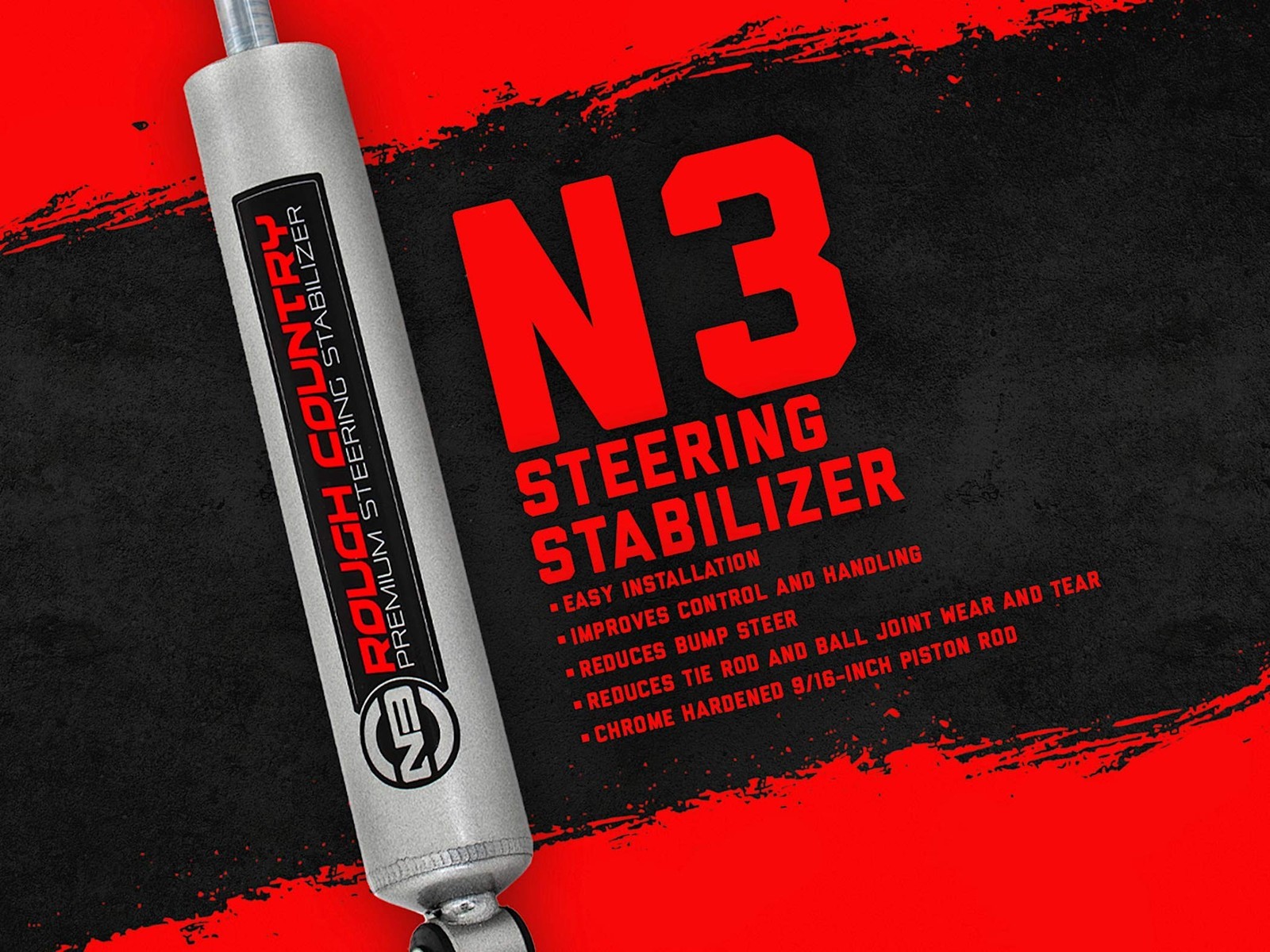 Rough Country N3 Steering Stabilizer for Jeep TJ, YJ, XJ, ZJ & GM – 8731730