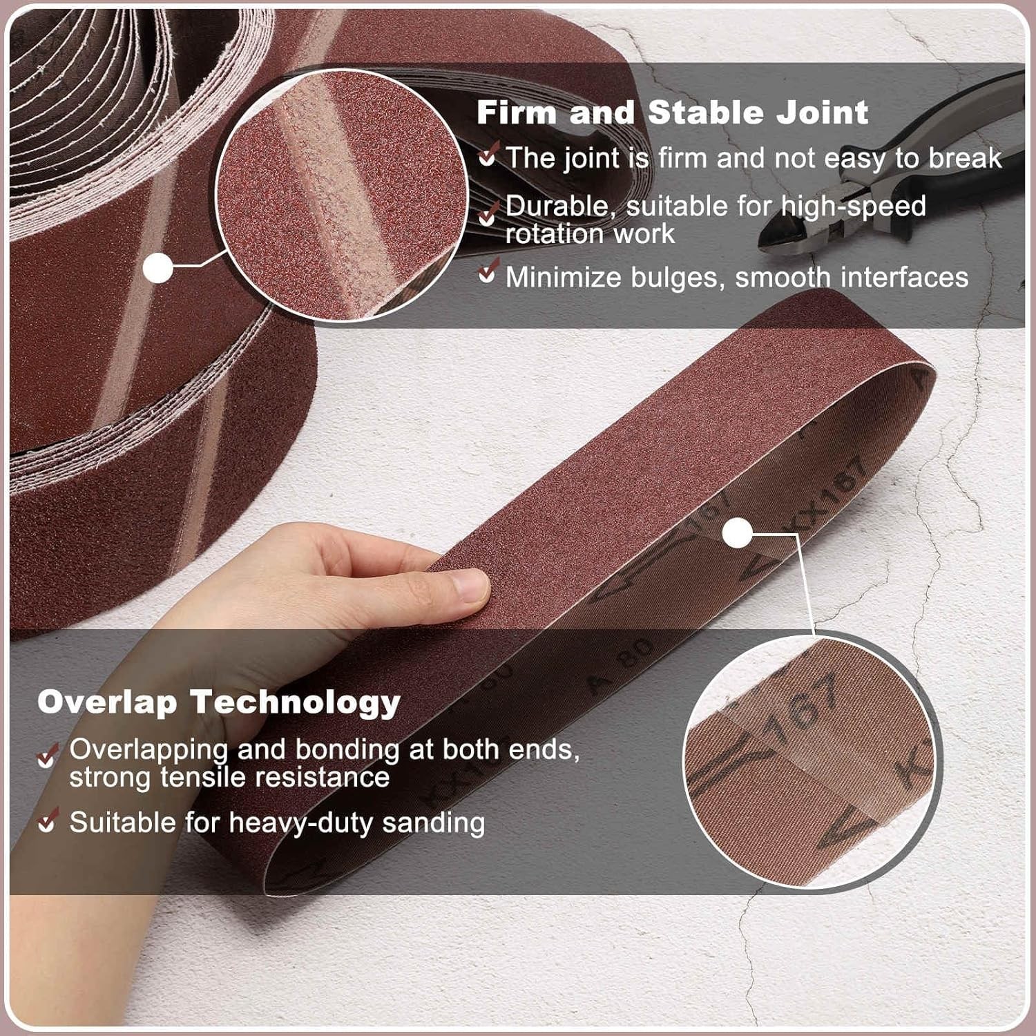 2 Pcs 1 x 42 Inch 100 Grit Aluminum Oxide Sanding Belts for Precision Sanding