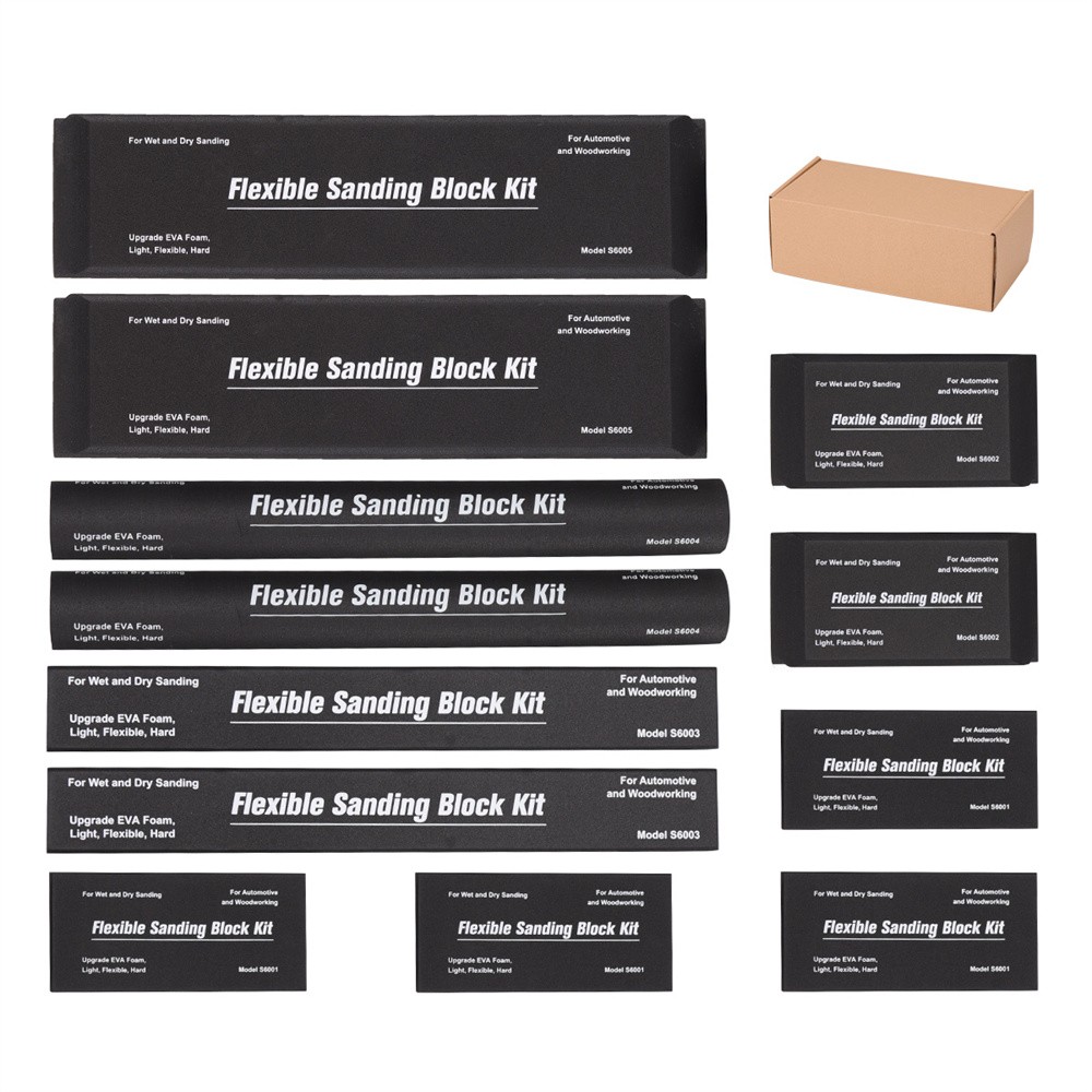 12PCS Sanding Block Kit Flexible EVA Foam Wet or Dry for Automotive or Woodwork