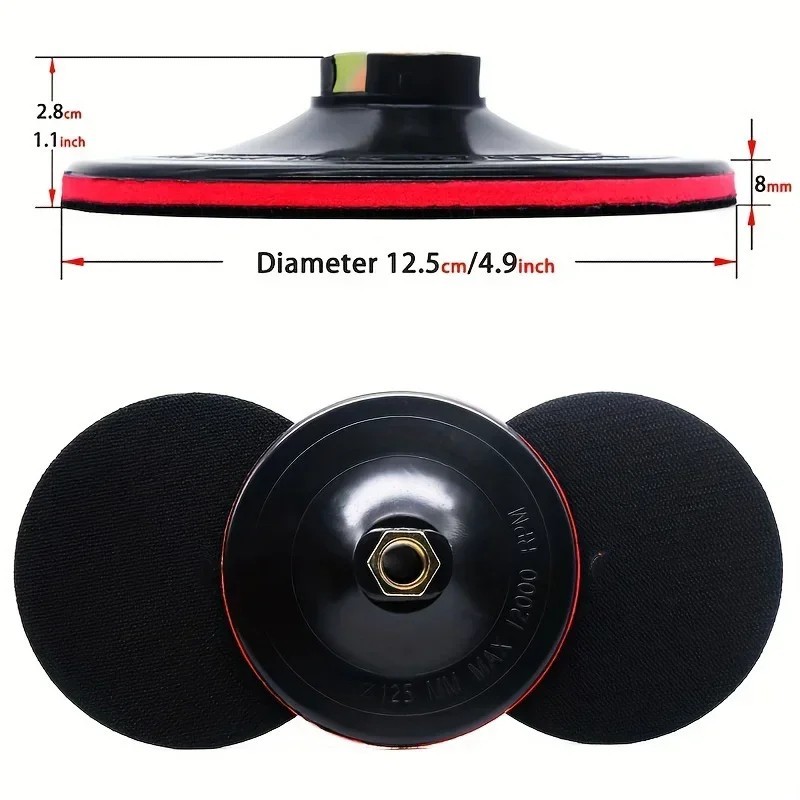 5 inch Hook and Loop Backing Pad Buffing Sanding Pad for Angle Grinder 5/8-11