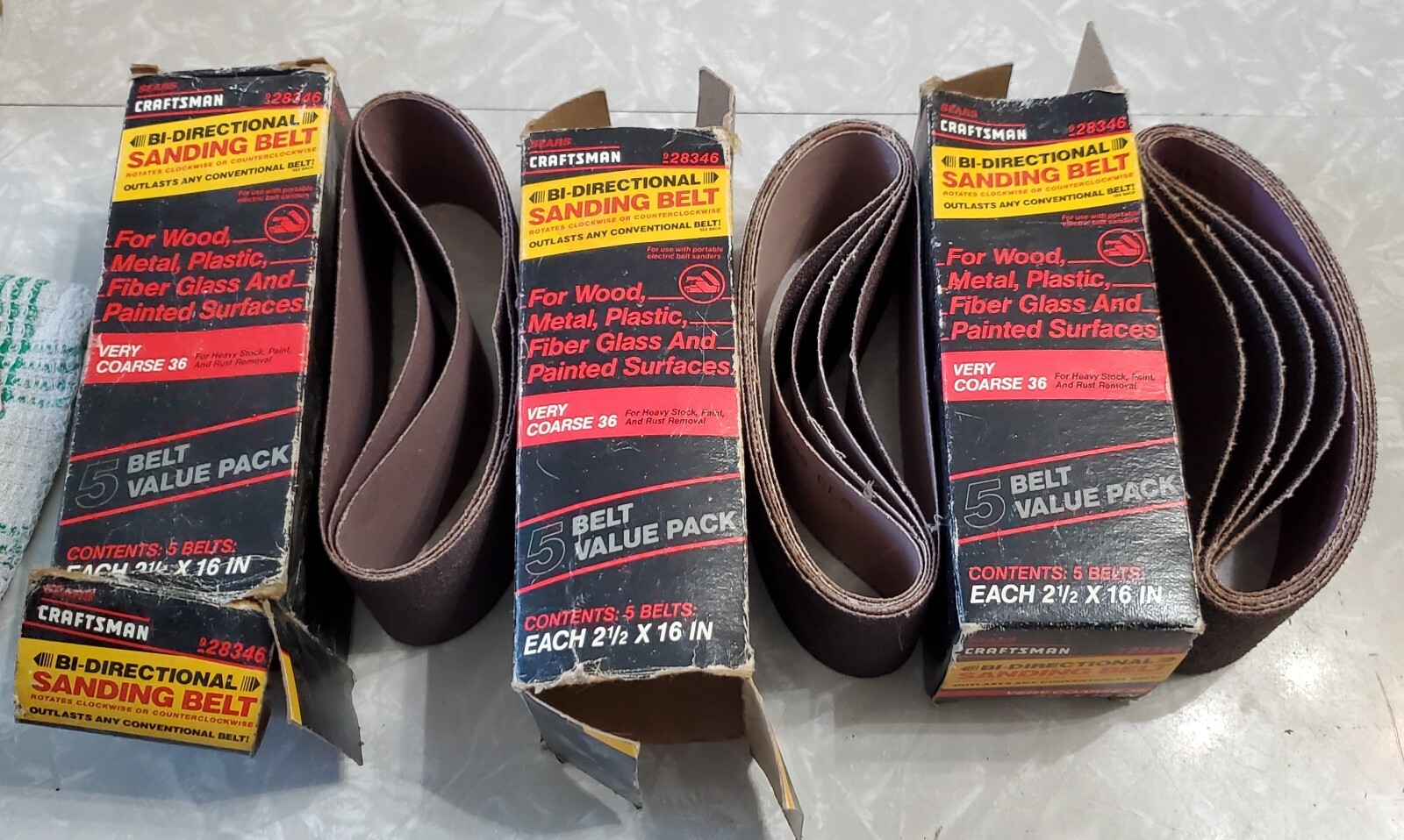 Bi-Directional Sanding Belts 3 Pkgs, Very Coarse 36, 2.5″ X 16 IN. #28346