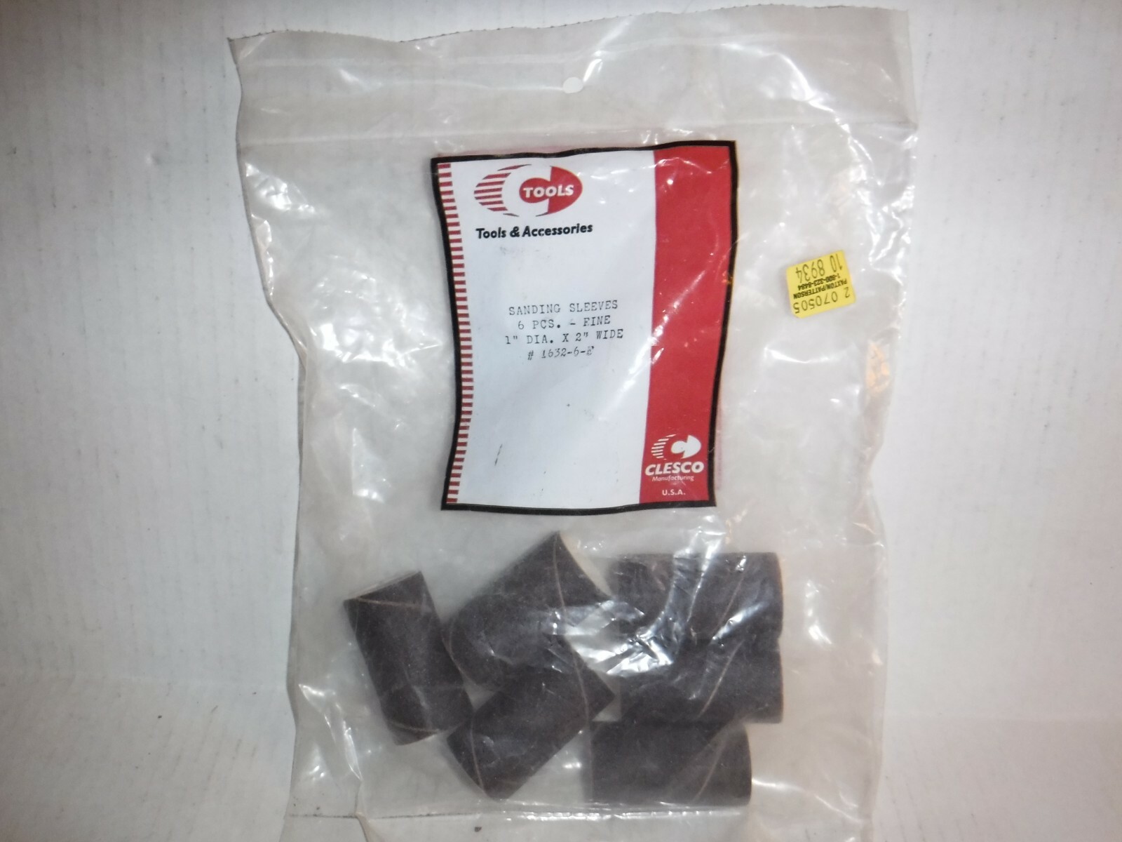 Clesco Sanding Sleeves 1″ x 2″ Wide 6 Pieces Fine #1632-6-E