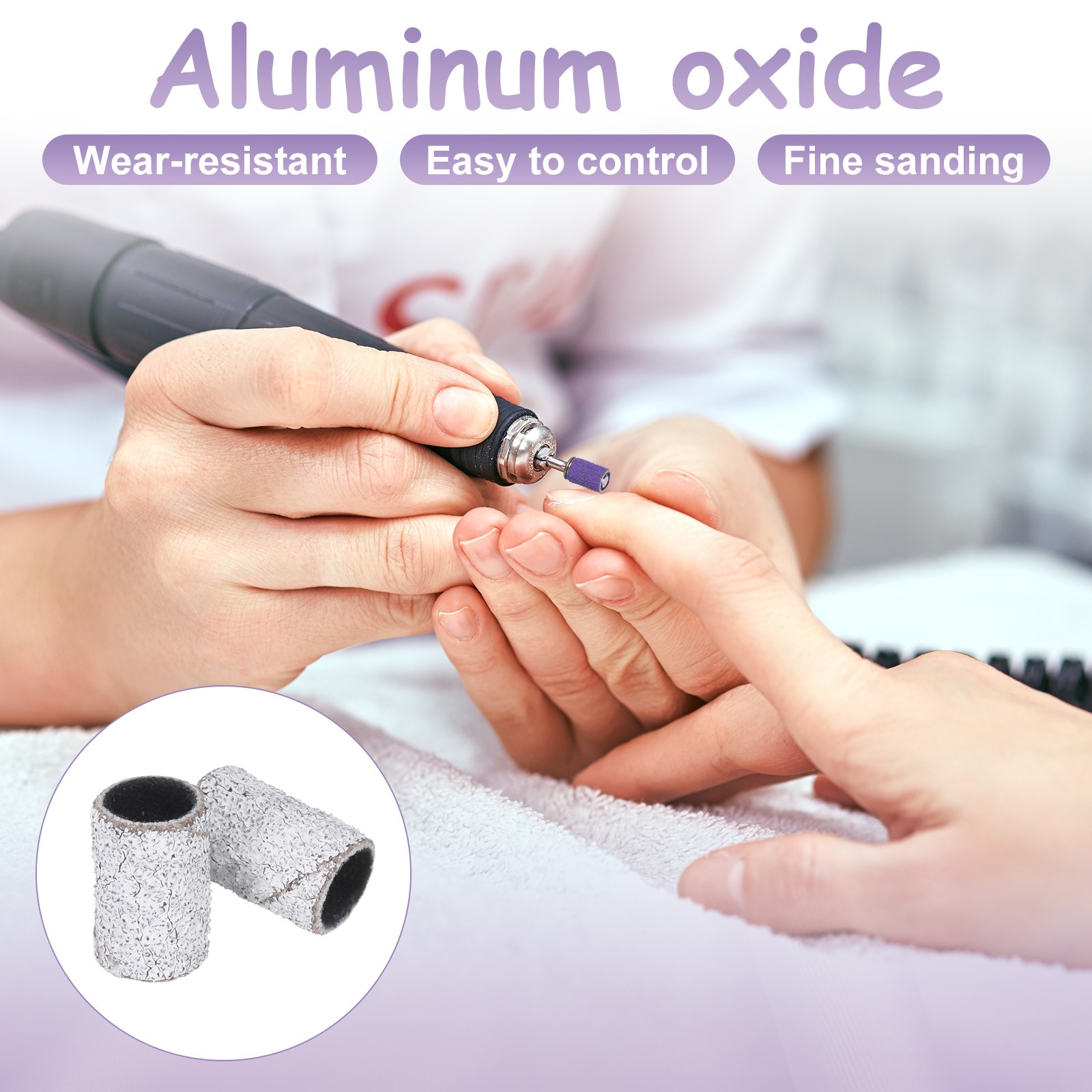 100pcs Small Sanding Bands 150 Grit for Nail Drill Bits White