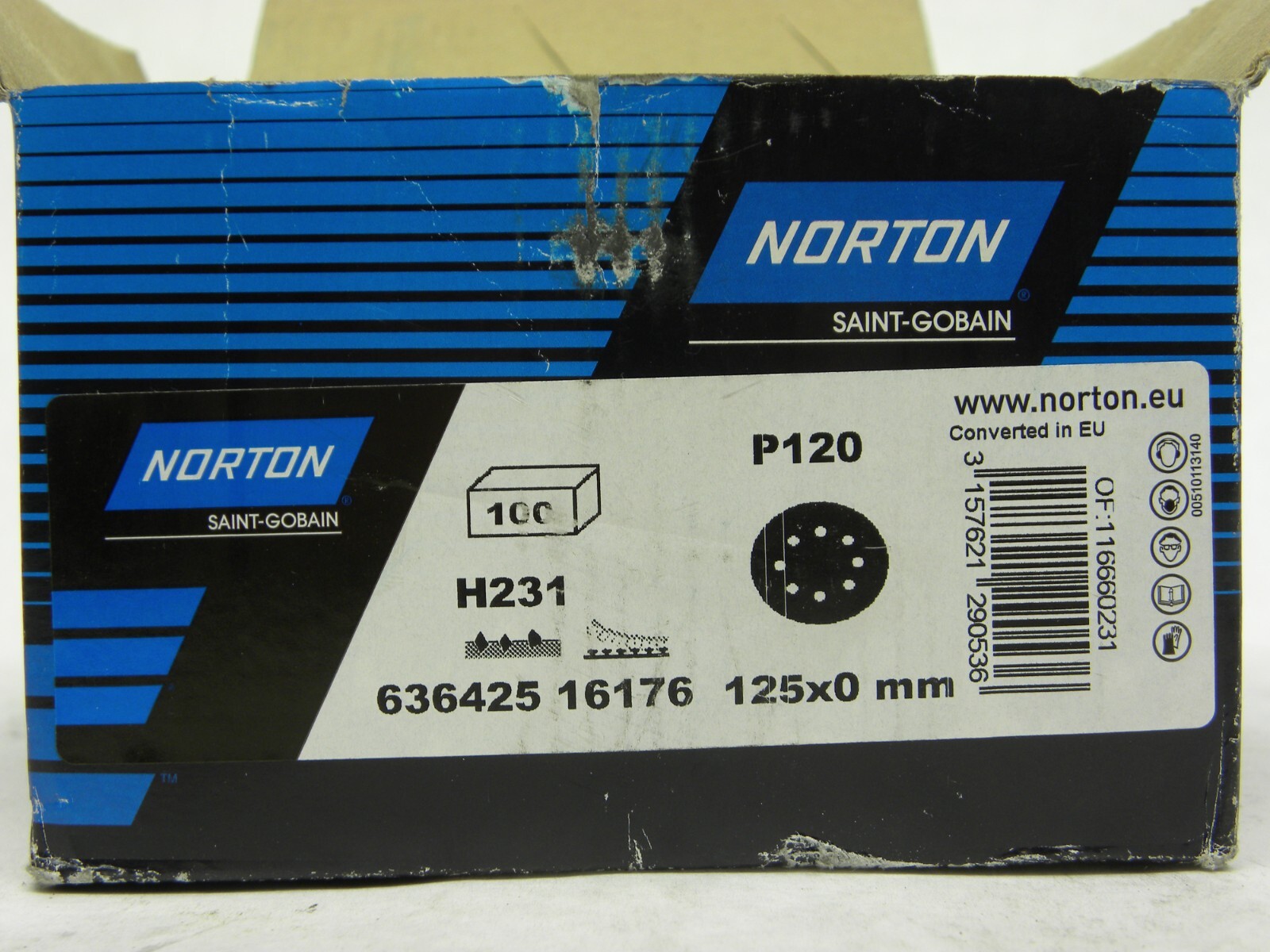 100pc Sanding Discs 125mm 5″ NORTON Hook Loop Pads Sandpaper for Hard Wood Metal