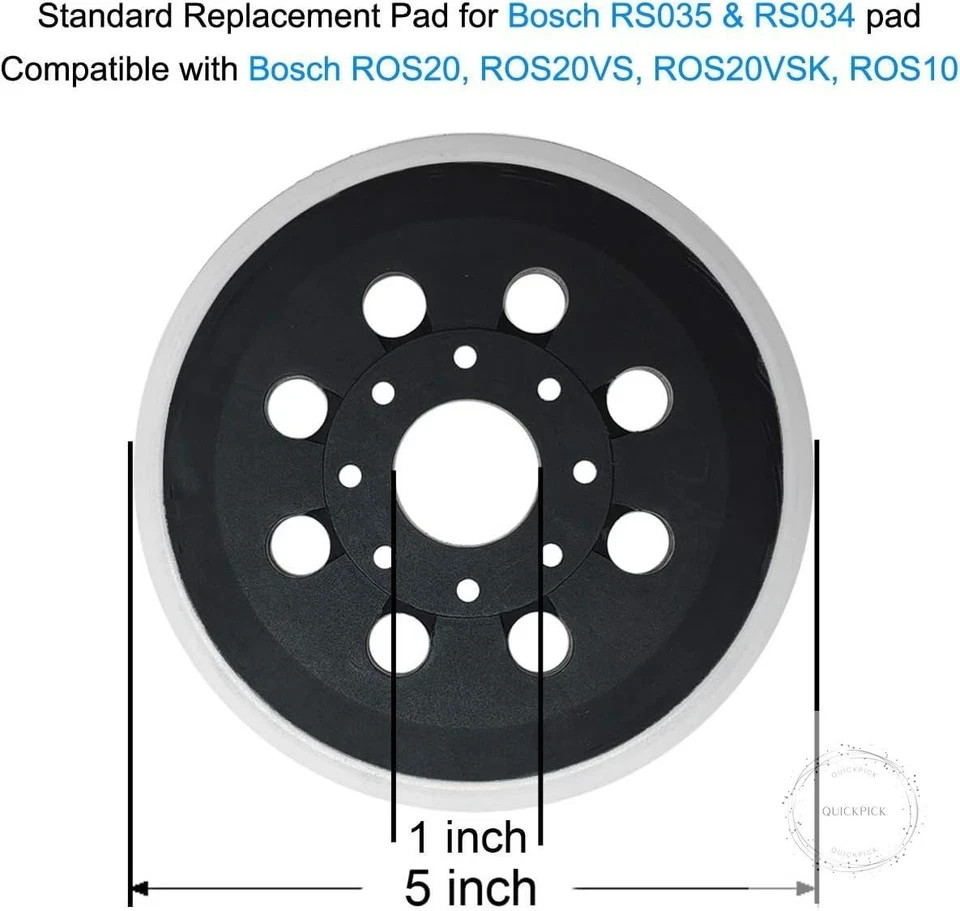 2 Pack 5 Inch 8 Hole Hook & Loop Replacement Sander Pad for 5″ Bosch ROS20VS,