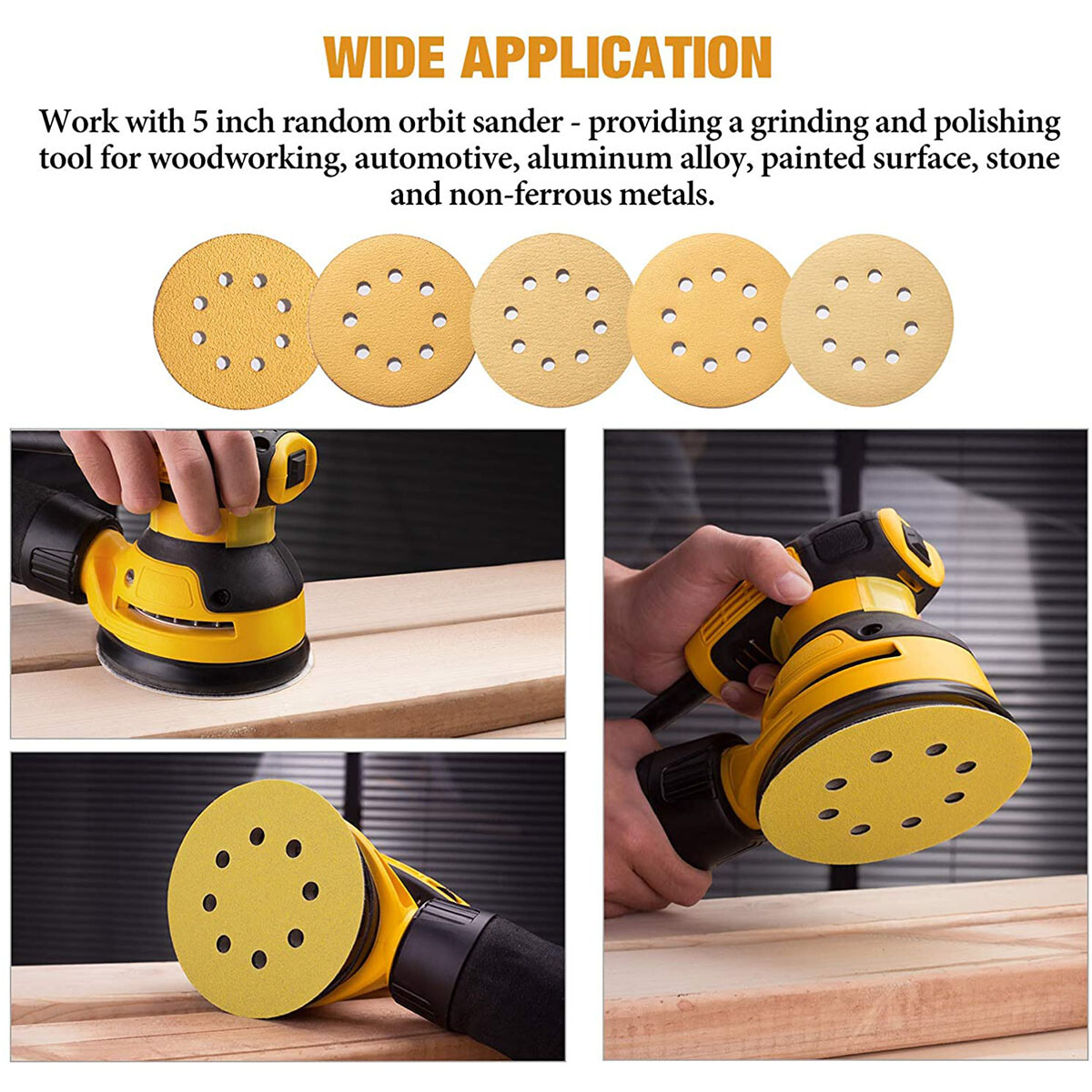 5 inch Sanding Discs 80-800 Grit Hook Loop 8-Hole Sandpaper Orbital Sander Paper