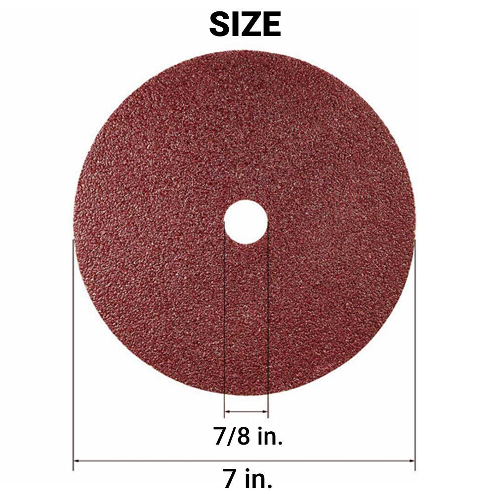 SATC 7″ x 7/8″ Fiber Resin Sanding Disc Calcined Aluminum Oxide 16 Grit 100 Pack
