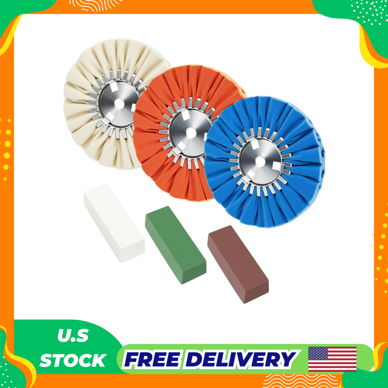 8 Airway Buffing Wheel Kit Polishing Wheel and Polishing Compound for Angle Grin