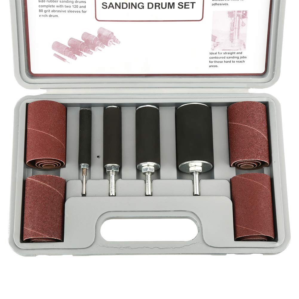 Rubber Sanding Drum Set Spindle Sander Sleeves Case DIY Carpentry Wood Working