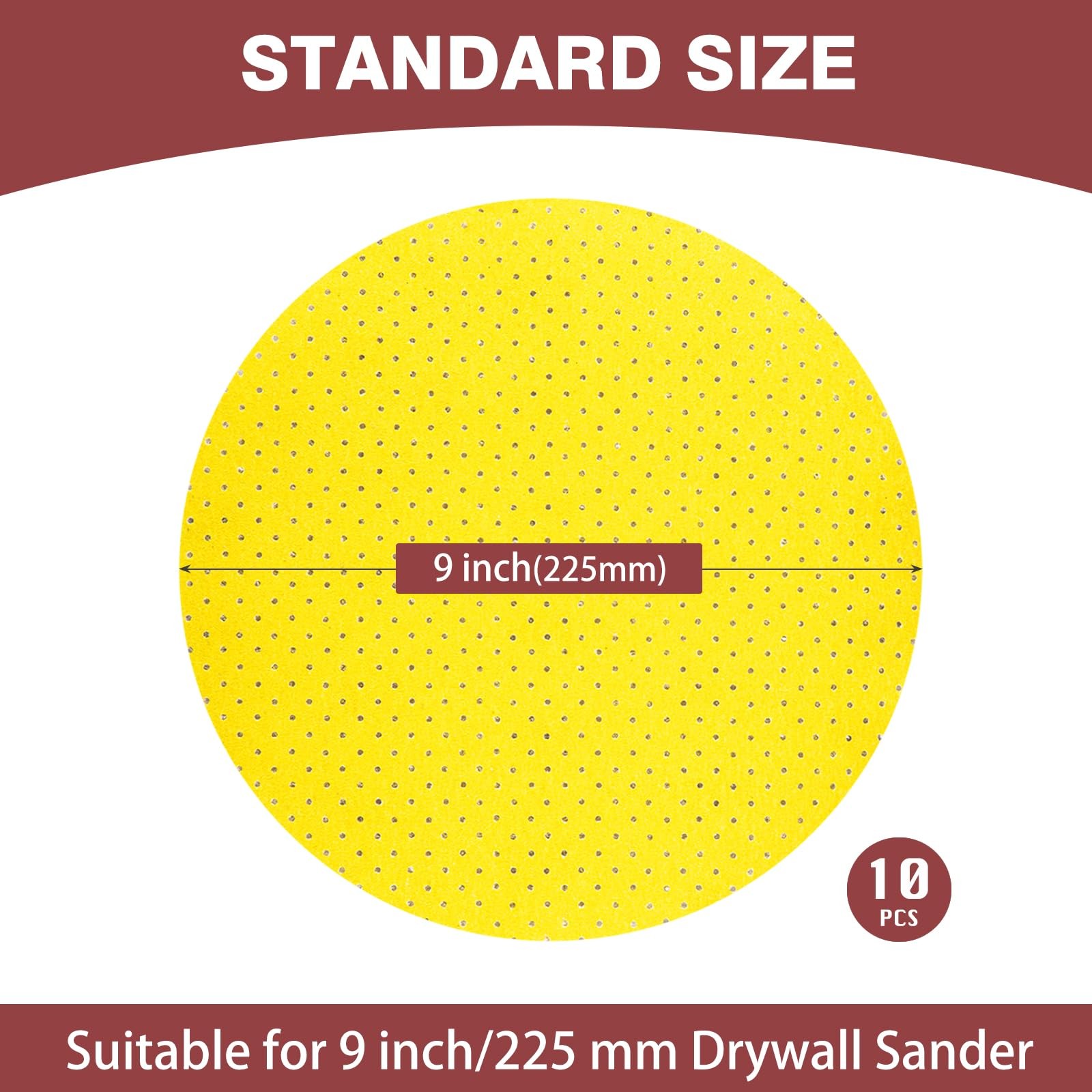 40 Grit 9-Inch Perforated Hook-and-Loop Drywall Sanding Discs, Durable Alumin…