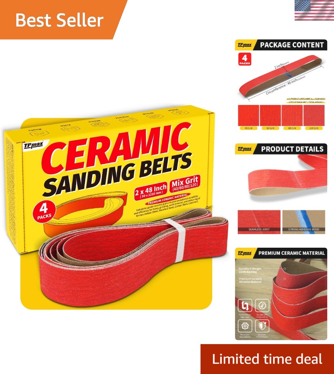 Versatile Sanding Belts 2×48 Inch – Heavy-Duty for Wood, Metal, and Knife Making