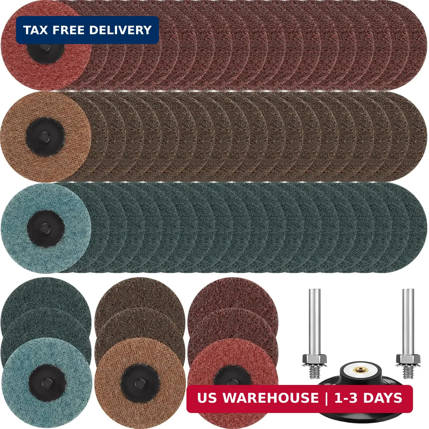 60 Pcs 3 Inch Lock Sanding Discs Surface Conditioning Disc with 1/4″ Ho