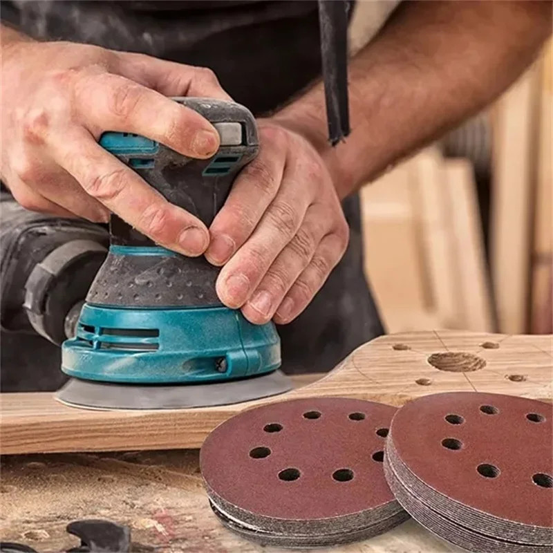 8 Hole 125mm Sandpaper Woodworking Metal Grinding Disc Abrasive Polishing Tool 4
