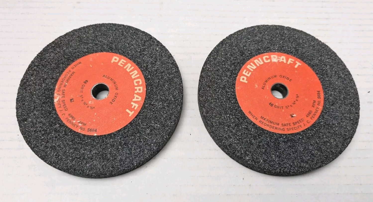 PENNCRAFT 5″x1/2″x1/2″ Aluminum Oxide Grinding Wheel Med Coarse Grit 4965 RPM