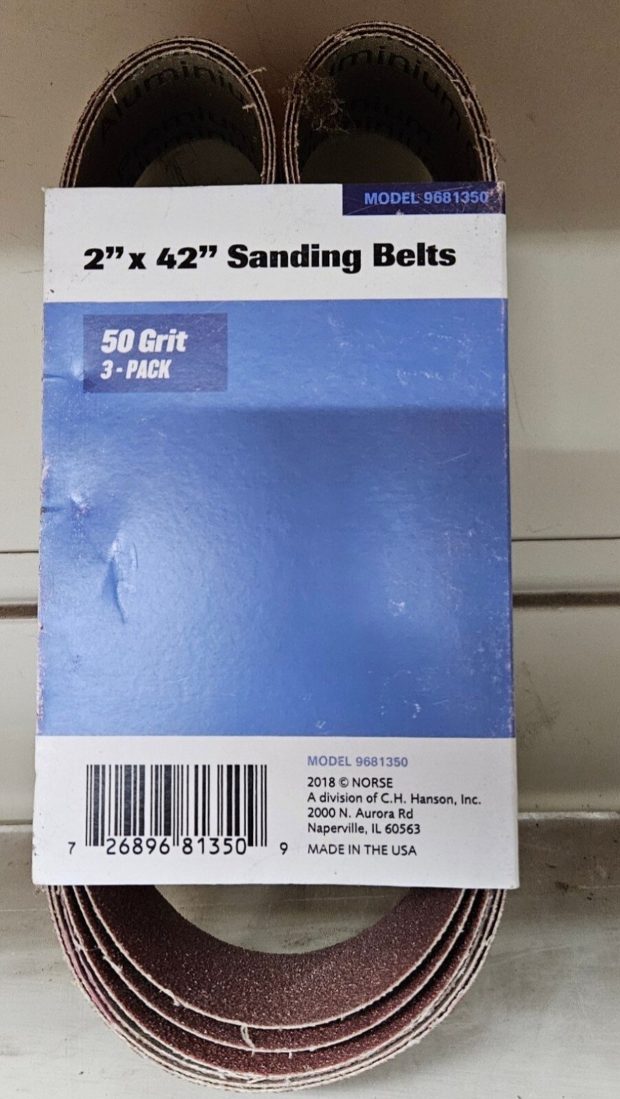 Norse 1893106 Norse Sanding Belt – 2 x 42 in. 50 Grit – Pack of 3